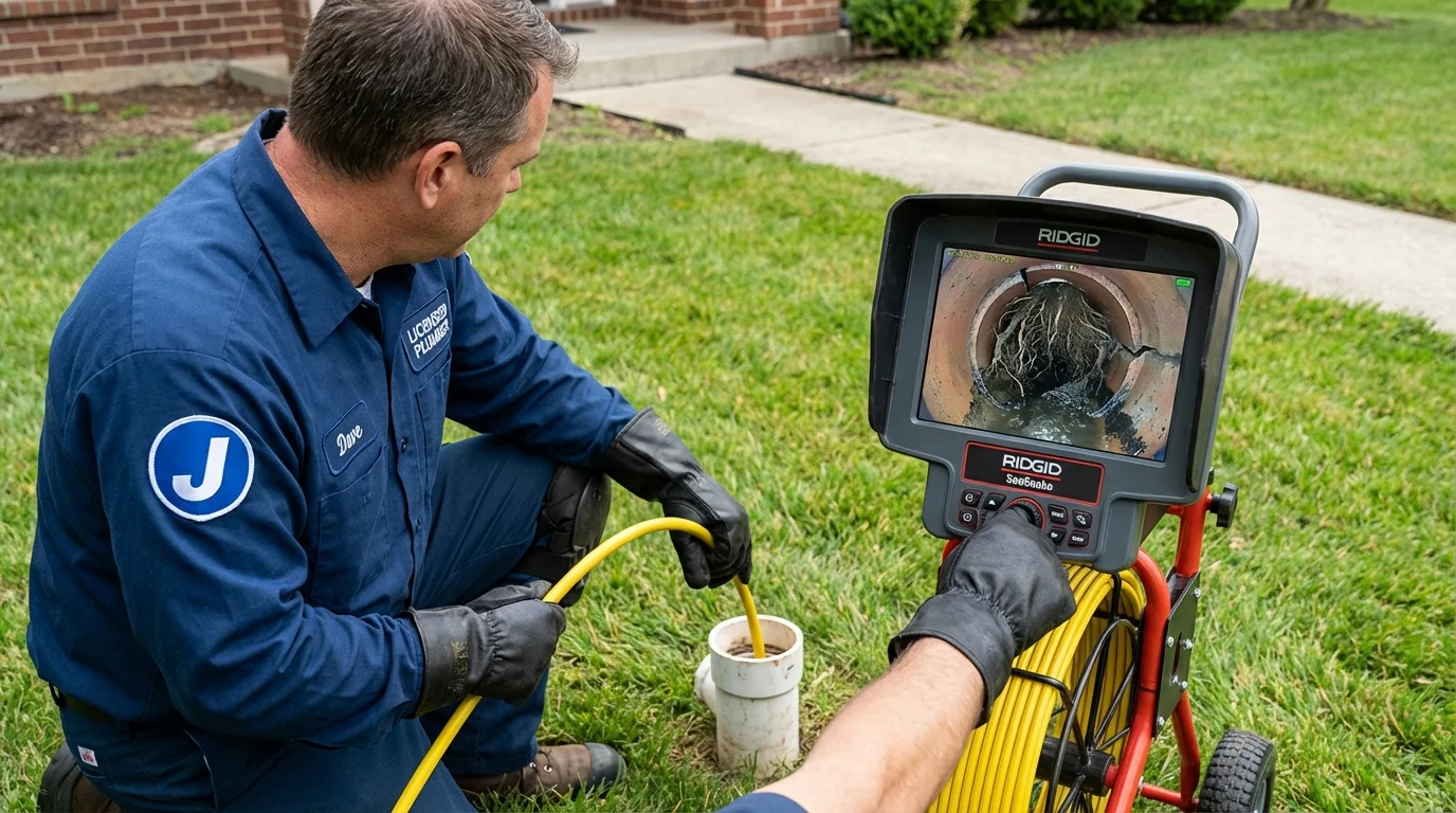 Sewer camera inspection being performed by Johns Plumbing LLC in Depew